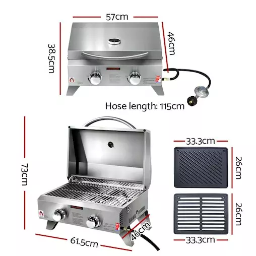 Grillz Portable Gas BBQ LPG Oven Camping Cooker Grill 2 Burners Stove Outdoor 9 Grillz Portable Gas BBQ LPG Oven Camping Cooker Grill 2 Burners Stove Outdoor - Image 9