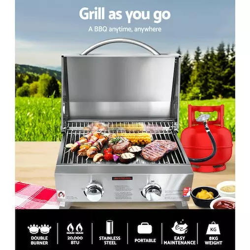 Grillz Portable Gas Oven BBQ 2 Burners LPG Stove Outdoor Picnic Camping Cooking 3 Grillz Portable Gas Oven BBQ 2 Burners LPG Stove Outdoor Picnic Camping Cooking - Image 3
