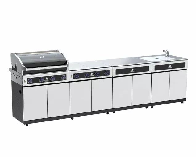 Beefmaster Premium 4 Burner BBQ Kitchen On Deluxe Cart 1 Beefmaster Premium 4 Burner BBQ Kitchen On Deluxe Cart