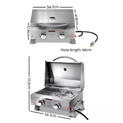 Grillz Portable Gas Oven BBQ 2 Burners LPG Stove Outdoor Picnic Camping Cooking 2 Grillz Portable Gas Oven BBQ 2 Burners LPG Stove Outdoor Picnic Camping Cooking - Image 2