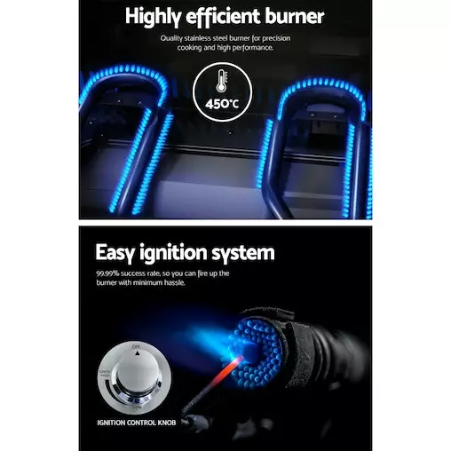 Grillz Portable Gas Oven BBQ 2 Burners LPG Stove Outdoor Picnic Camping Cooking 5 Grillz Portable Gas Oven BBQ 2 Burners LPG Stove Outdoor Picnic Camping Cooking - Image 5