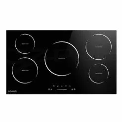 Unbranded Devanti Induction Cooktop 90cm Ceramic Glass 5 Stove Top